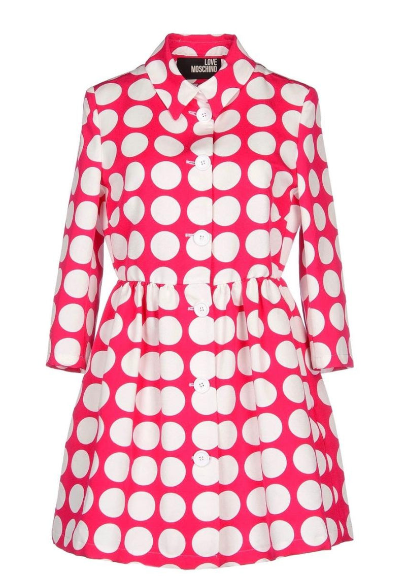 Love Moschino Red & White Polka Dot Tretch Coat