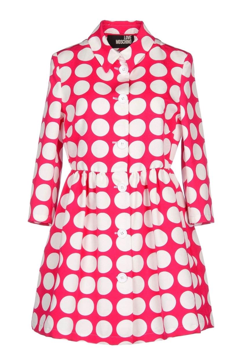 Love Moschino Red & White Polka Dot Tretch Coat