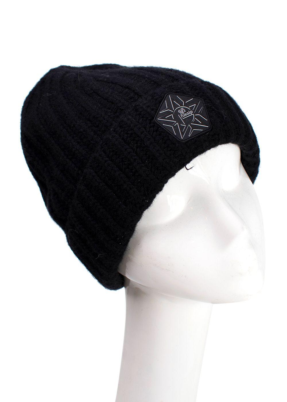 Fusalp x Zenith Black Ribbed Wool Beanie and Scarf Set
