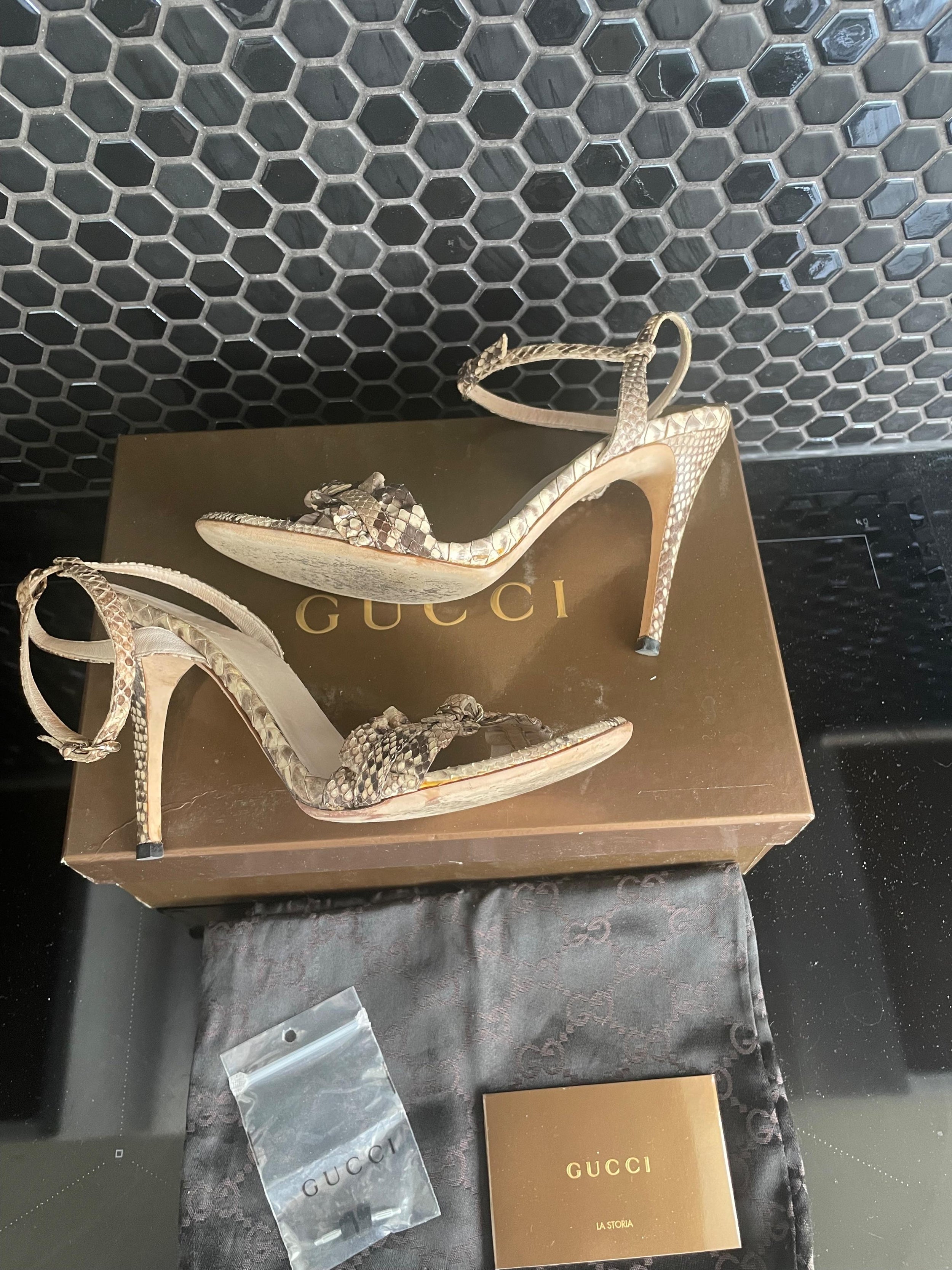 Gucci Python Heeled Sandals