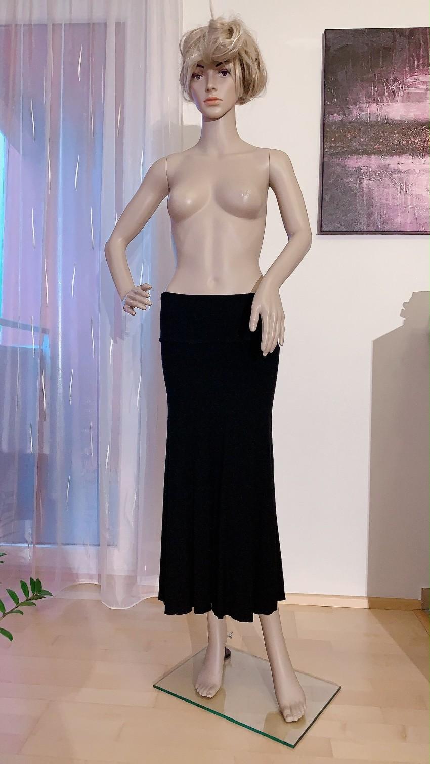 Donna Karan Black Strech Jersey MIdi Skirt