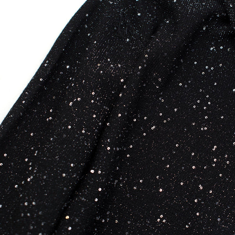 Sequin Polo Neck Silk Blend Knit Jumper