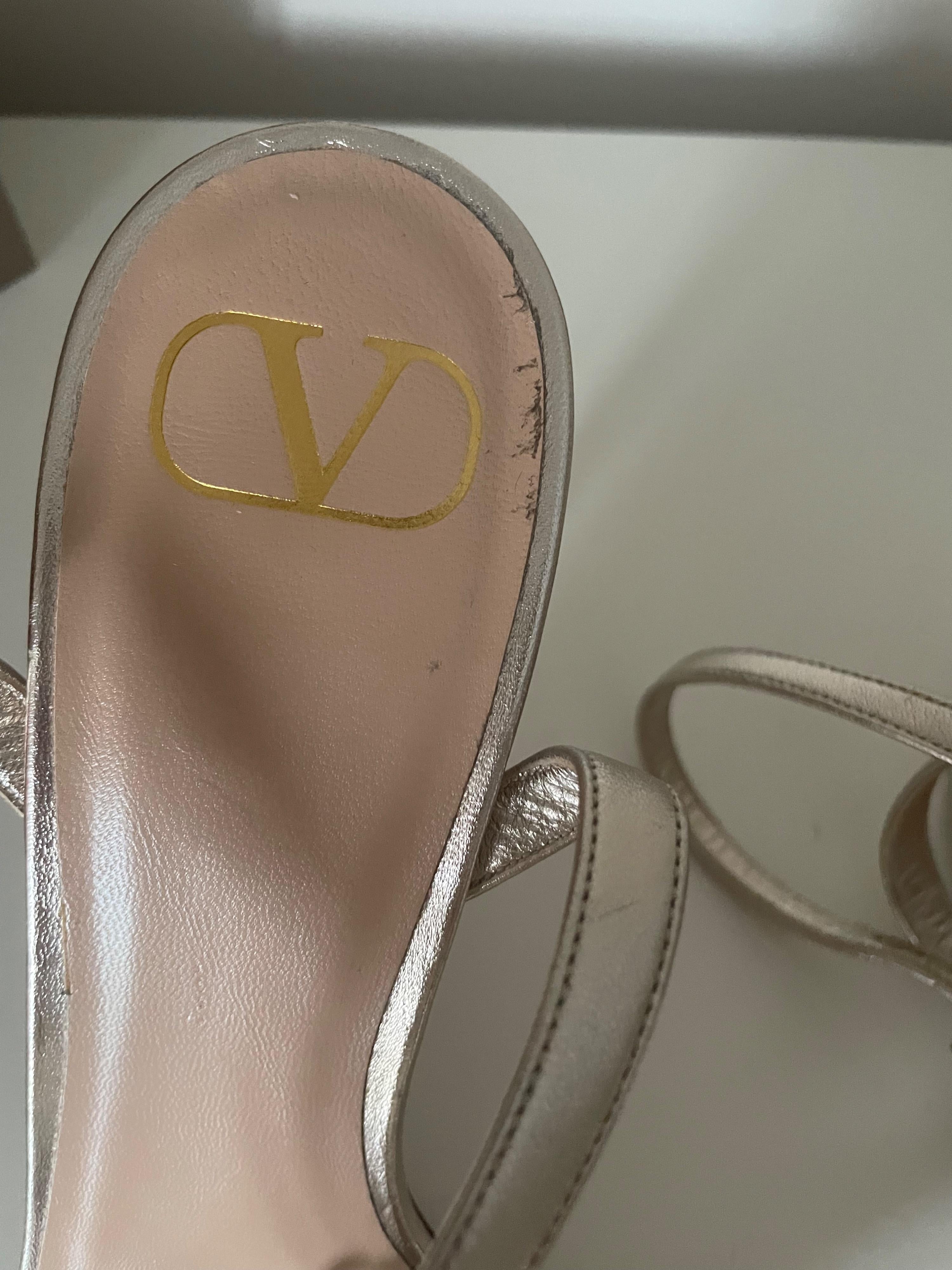 Valentino Champagne Gold Strappy Leather Heels