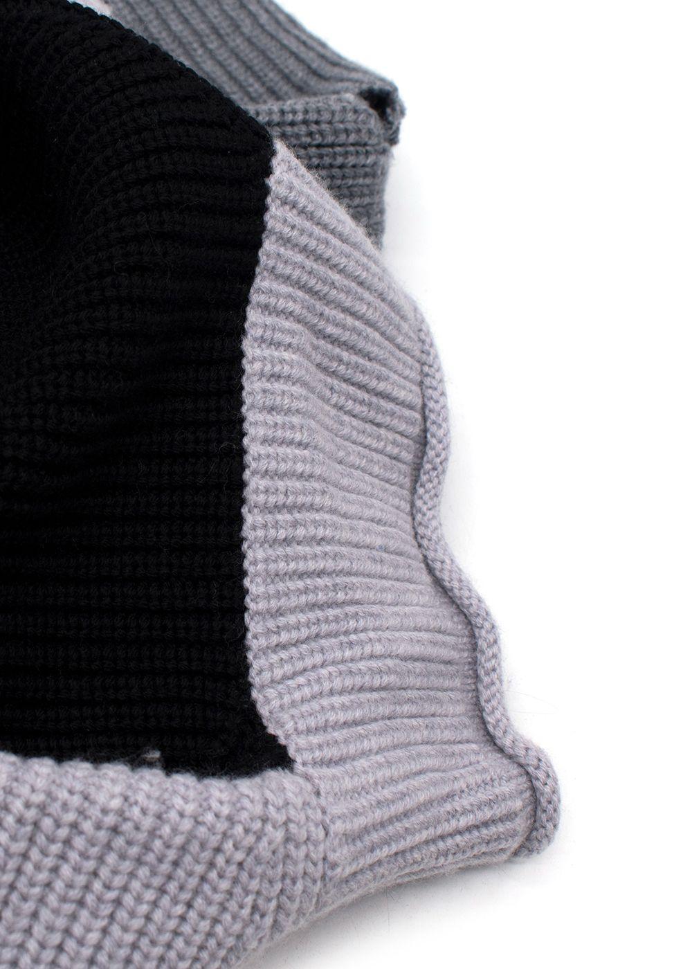 Victoria Beckham Grey Tricolour High Neck Wool Jumper