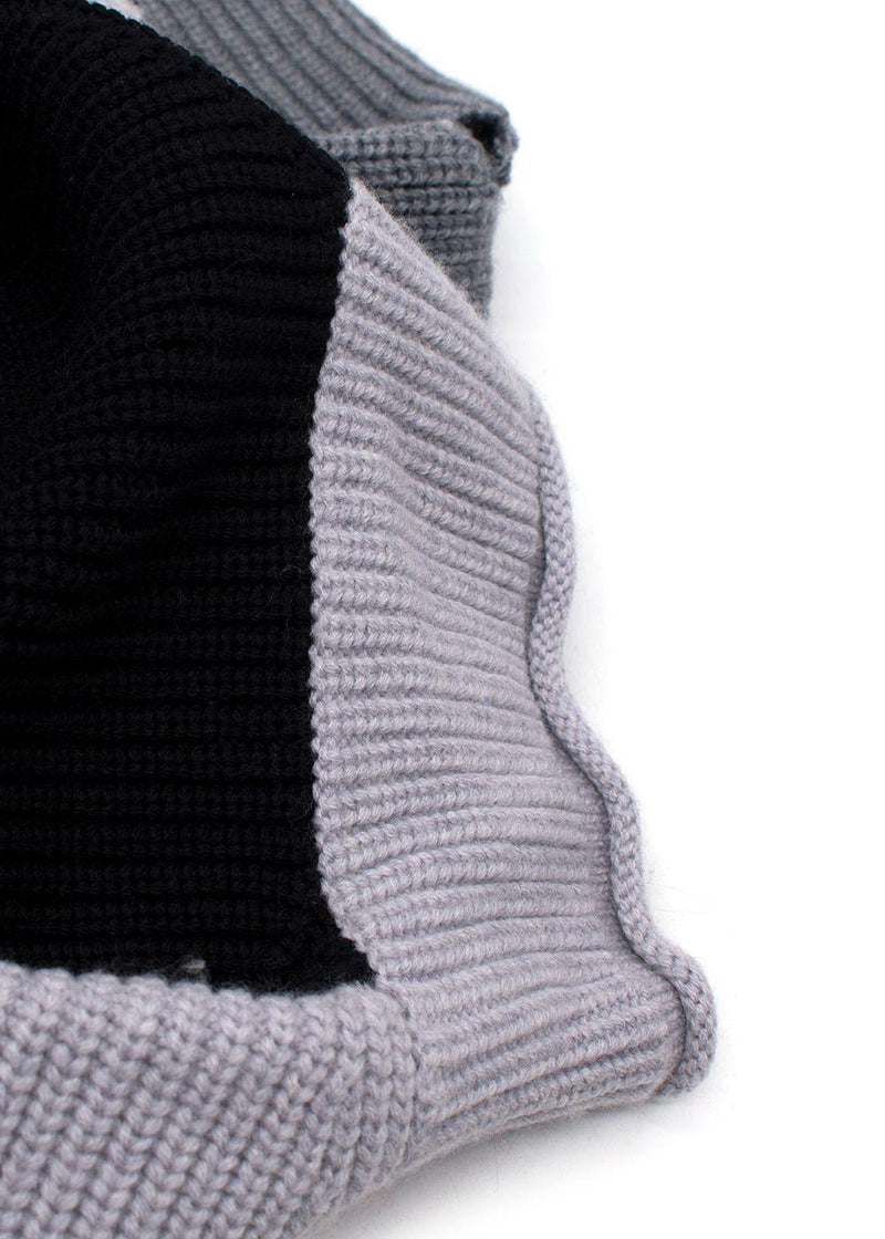 Victoria Beckham Grey Tricolour High Neck Wool Jumper