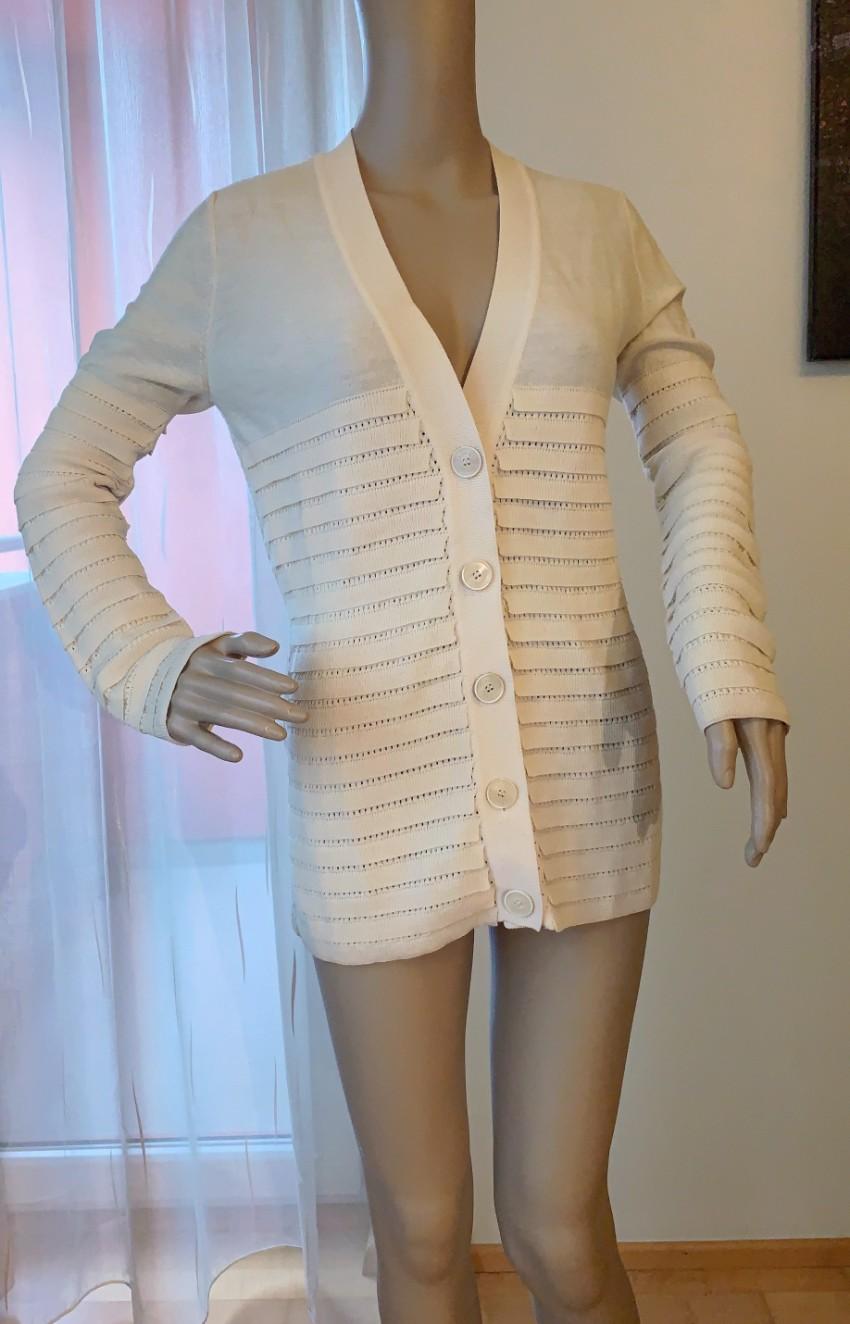 Sonia Rykiel Ivory Open-Weave Longline Cardigan