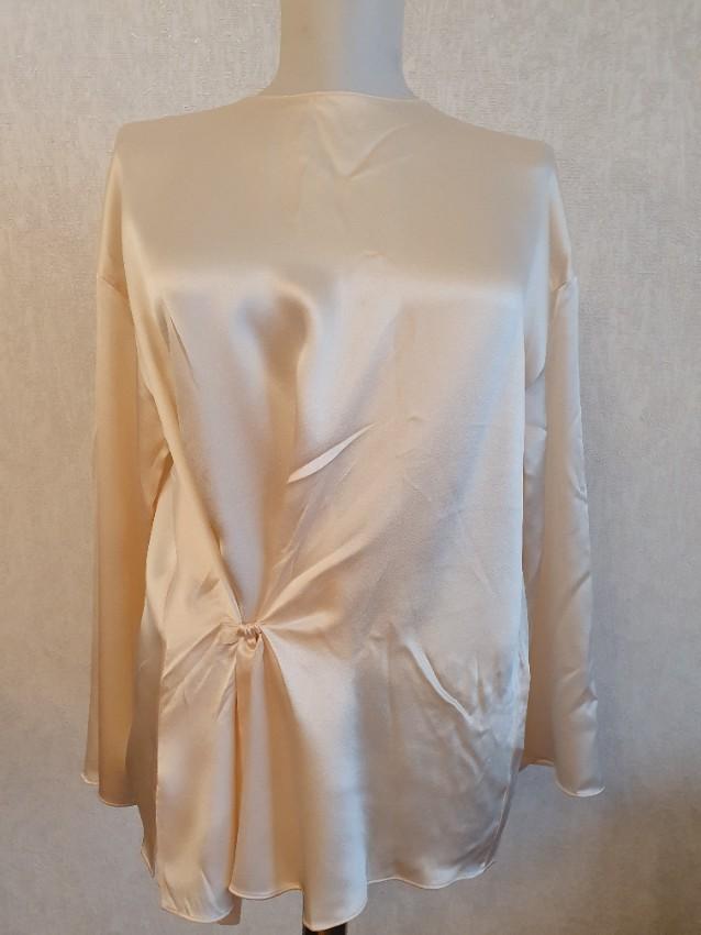 Vince Satin Knotted Ivory Top