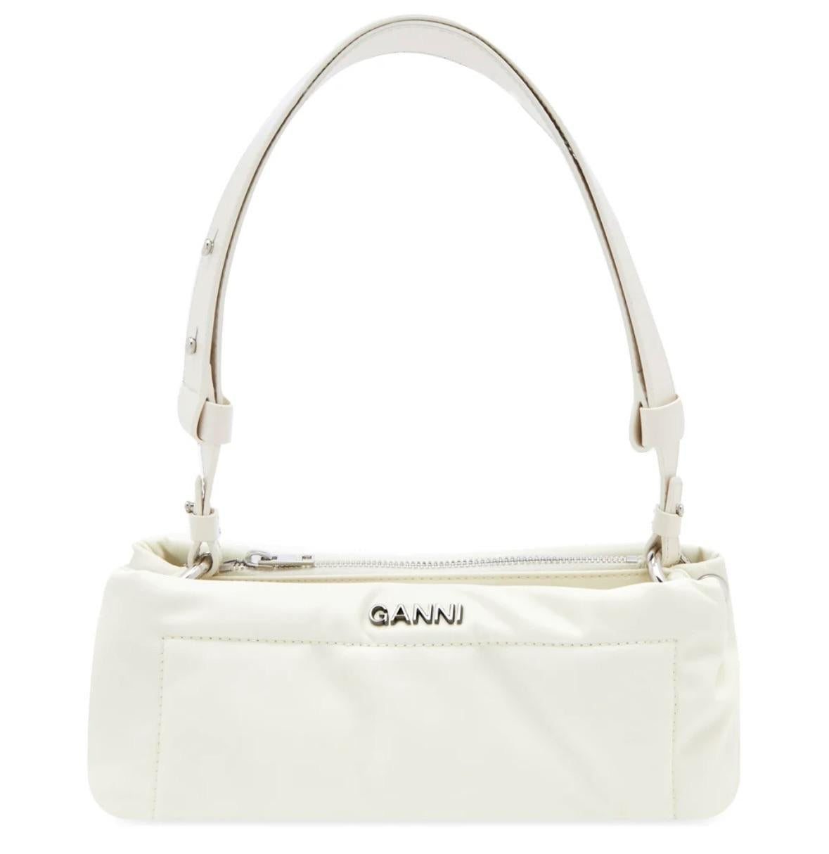 Ganni White Pillow Baguette Bag