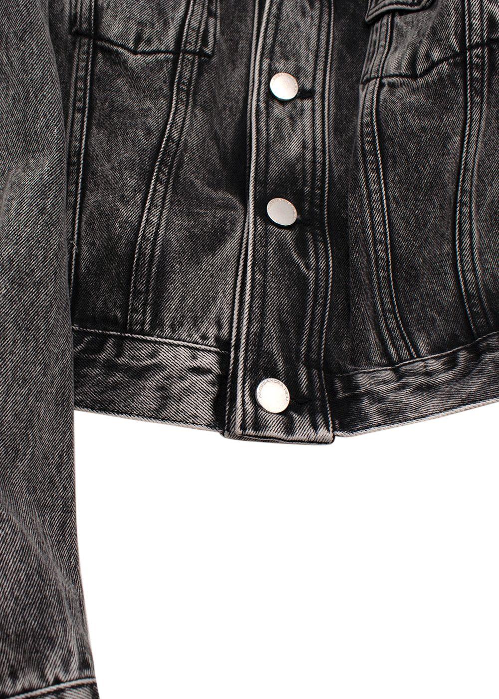 Alessandra Rich Washed Black Embellished Gem Denim Jacket