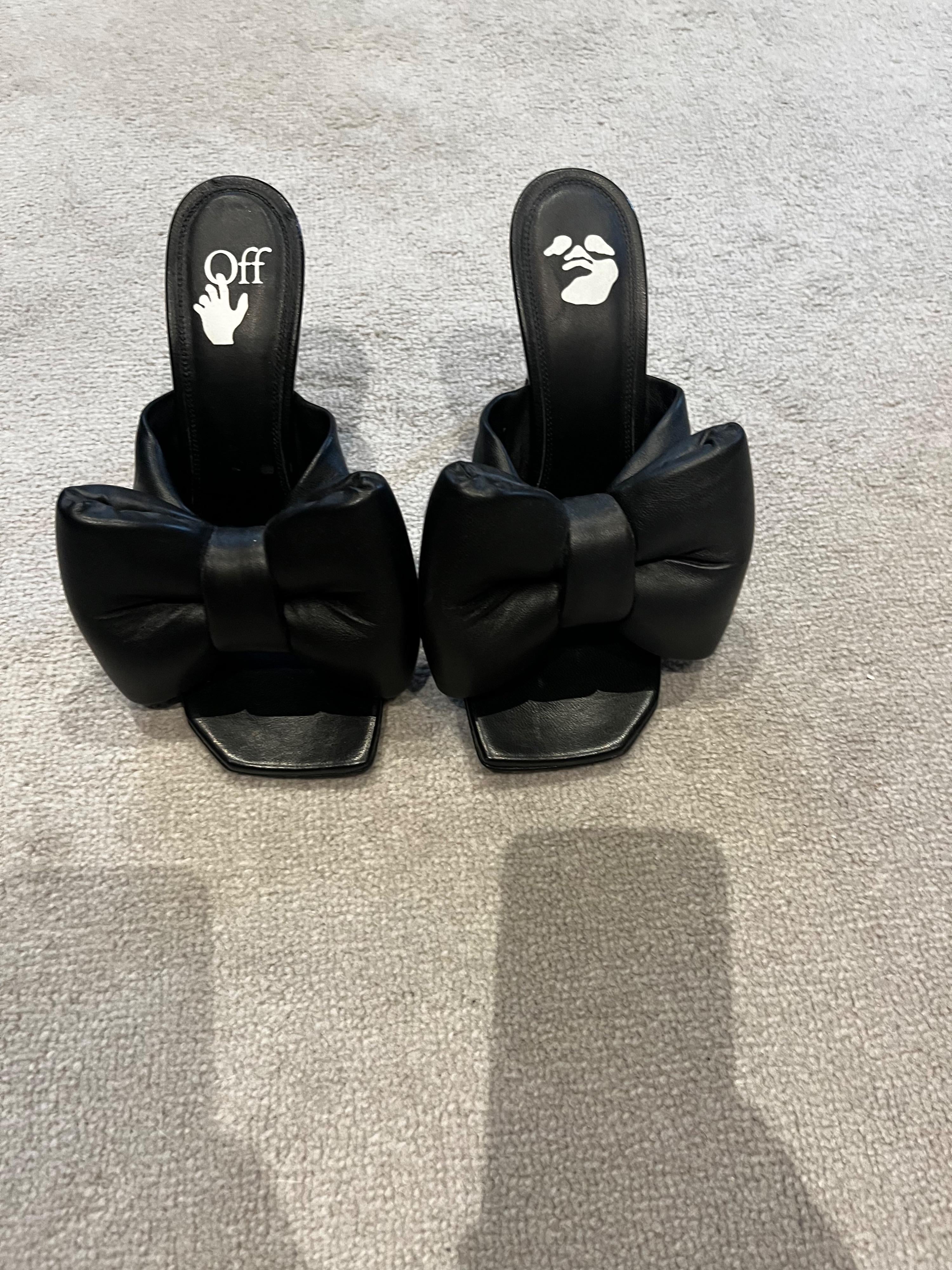 Black Leather Allen Bow Mules