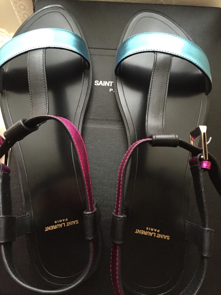 SAINT LAURENT Nu Pied T-strap Flat Sandal Shoe Flat