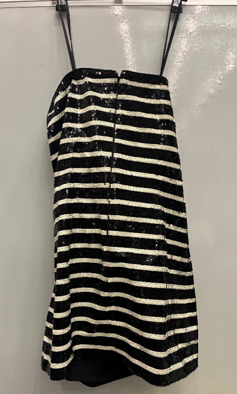 Veronica Beard Cala Strapless Striped Sequined Mini Dress