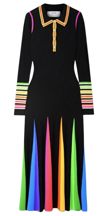 Christopher John Rogers Ribbed Wool Midi Dress