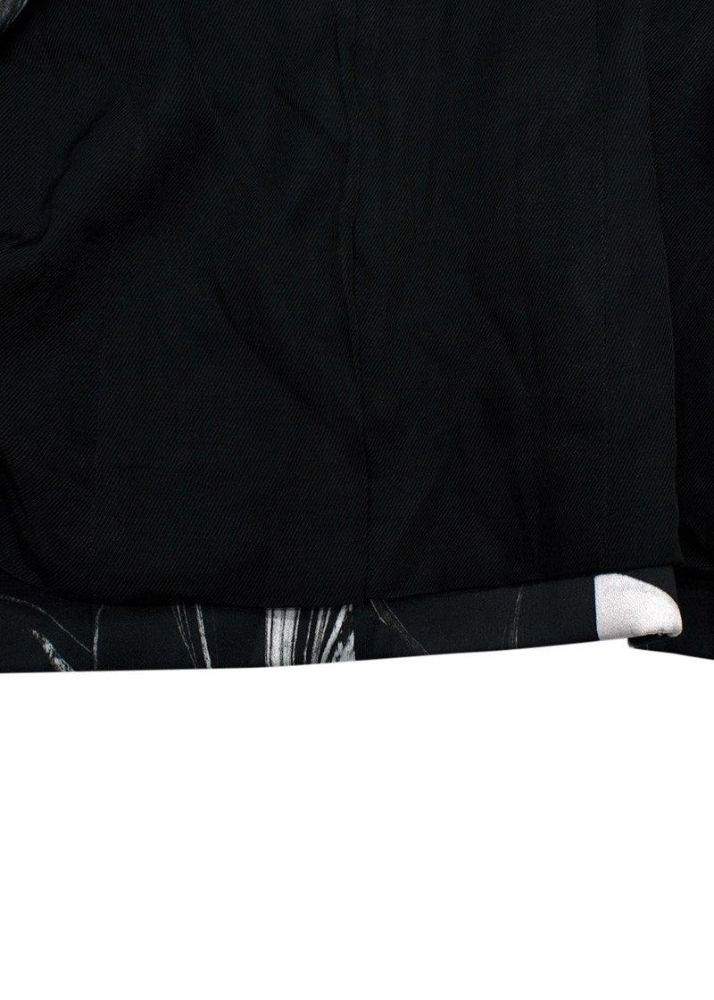 Balmain Black Marble Printed Satin Double Breasted Blazer