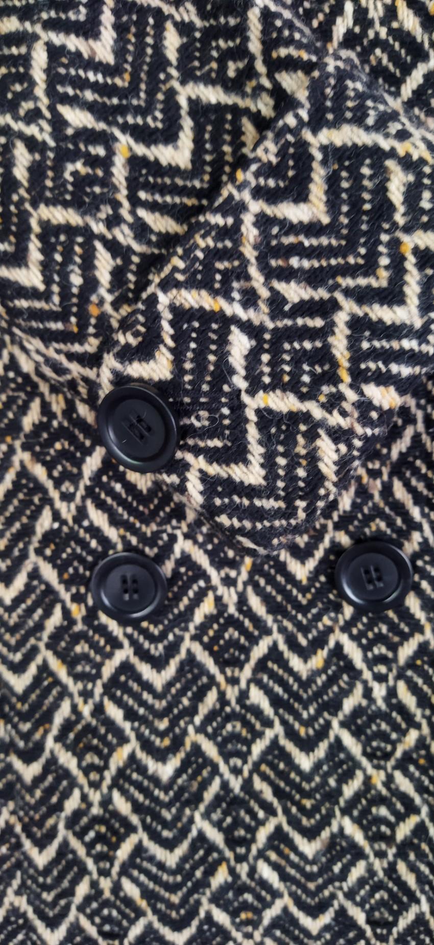 Weekend MaxMara Black & Beige Jacquard Coat