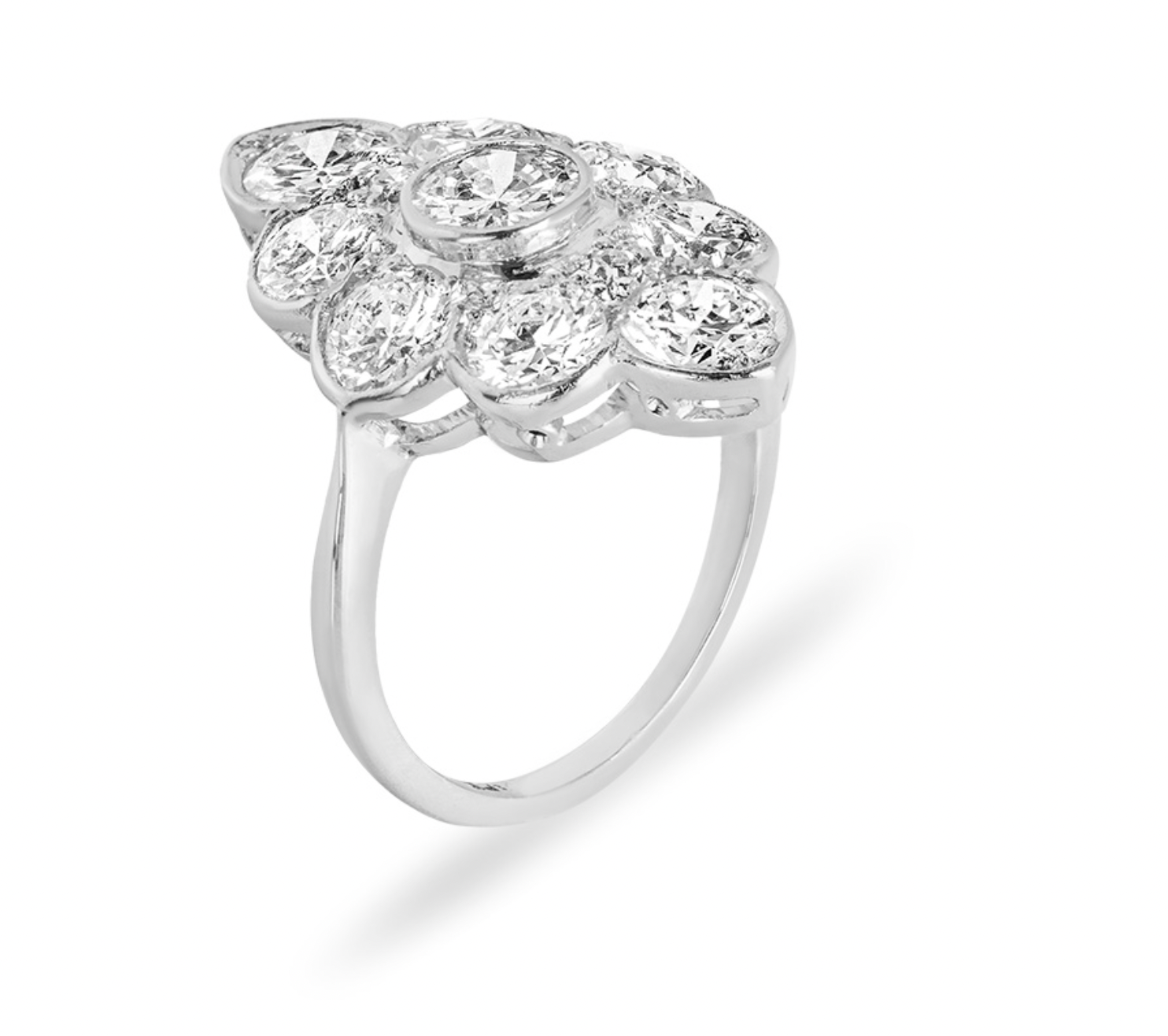18k White Gold Diamon Navette Ring