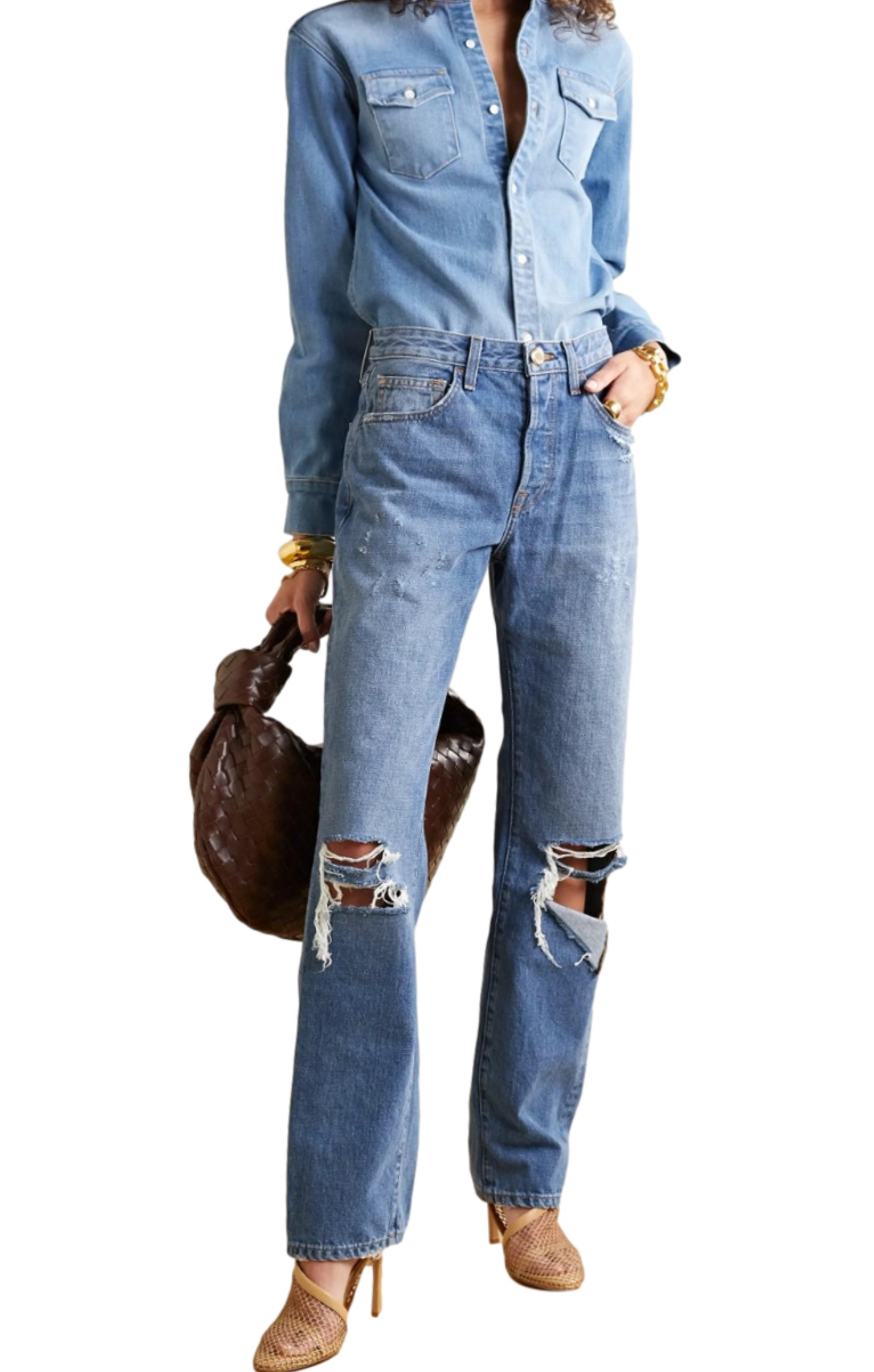 Brandon Maxwell distressed boyfriend jeans