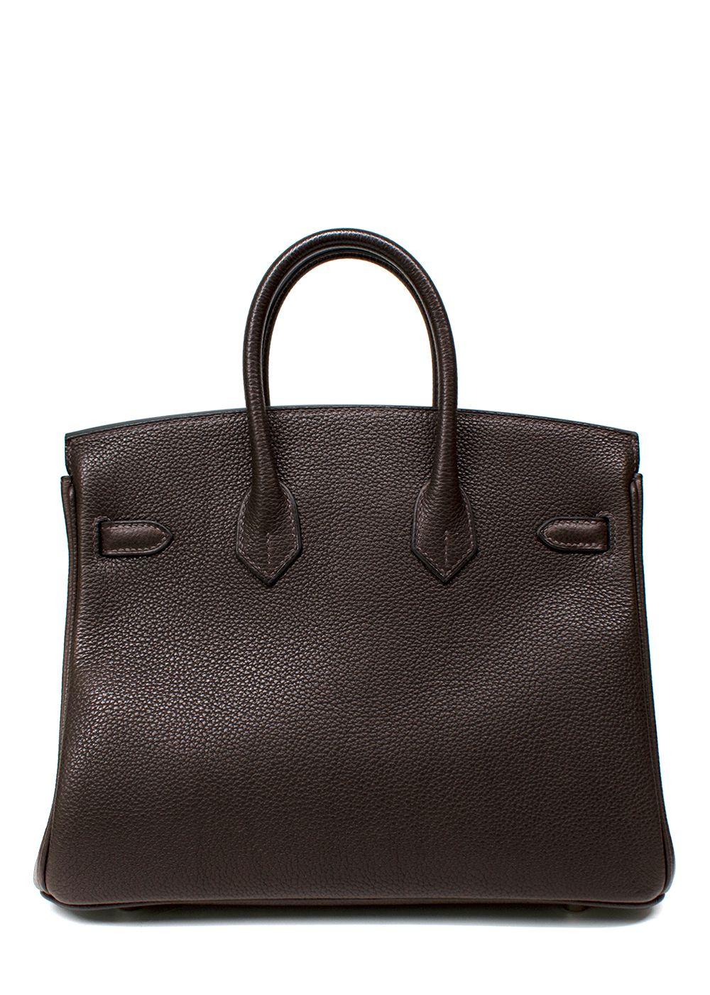 Hermes Birkin 25cm Ebene Barenia Faubourg Leather with Palladium Hardware