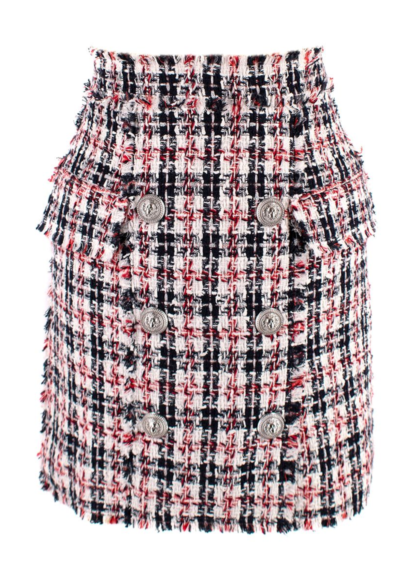 Balmain Red, White & Blue Tweed Skirt