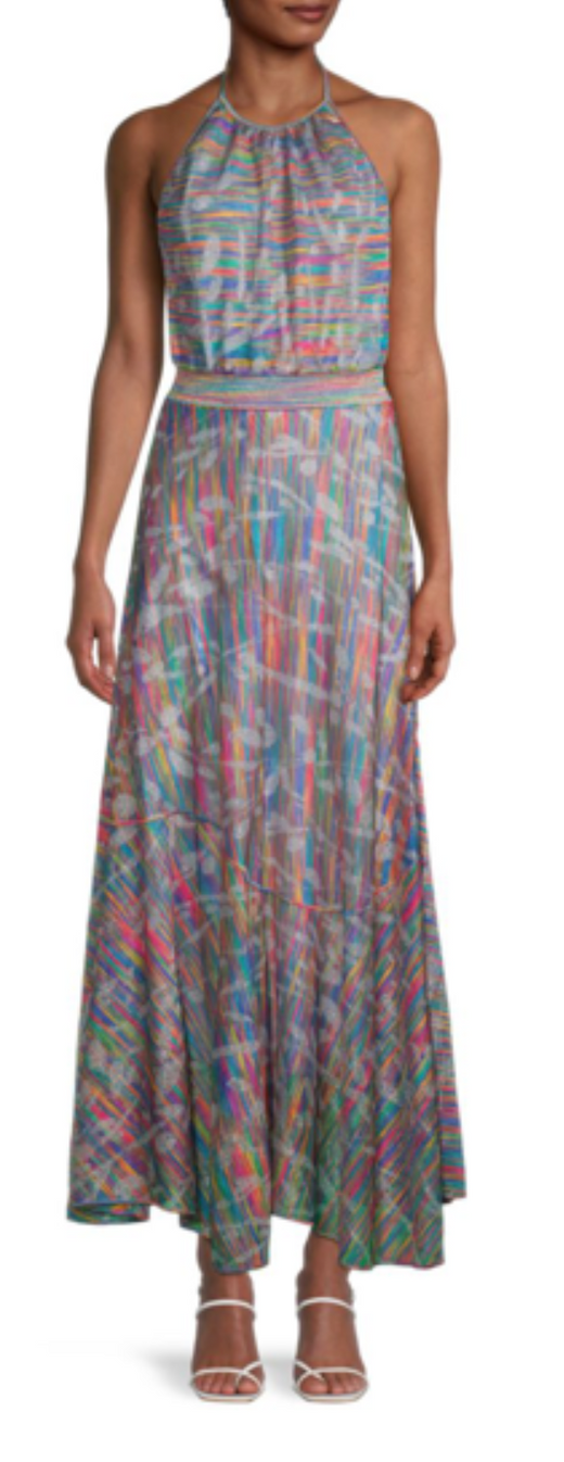 Missoni Multicoloured stretch-silk Halter Neck Dress