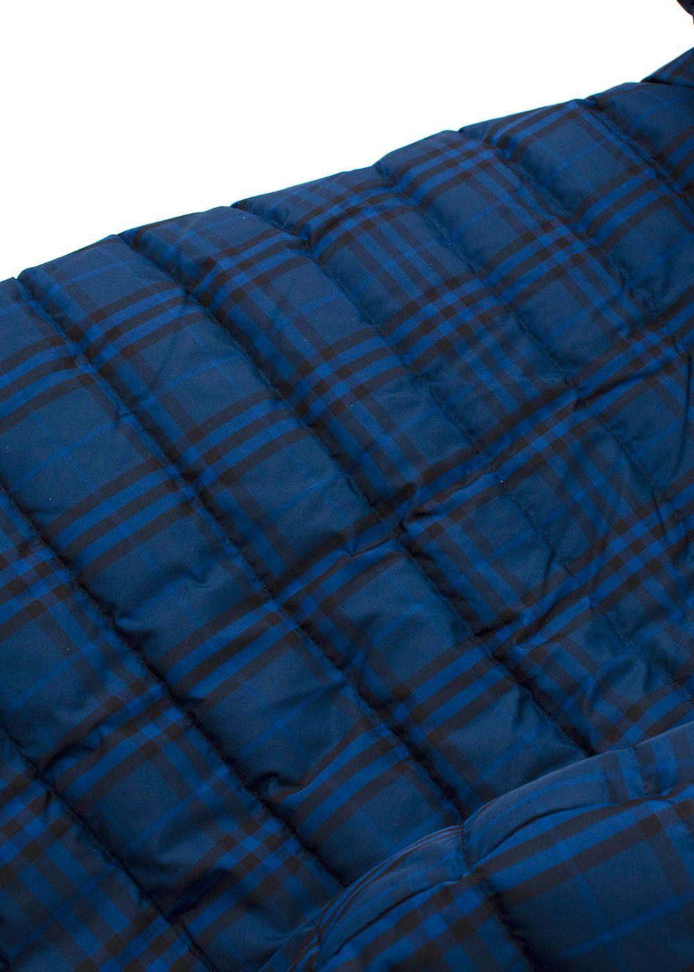 Burberry Blue Check Nylon Hooded Puffer Gilet