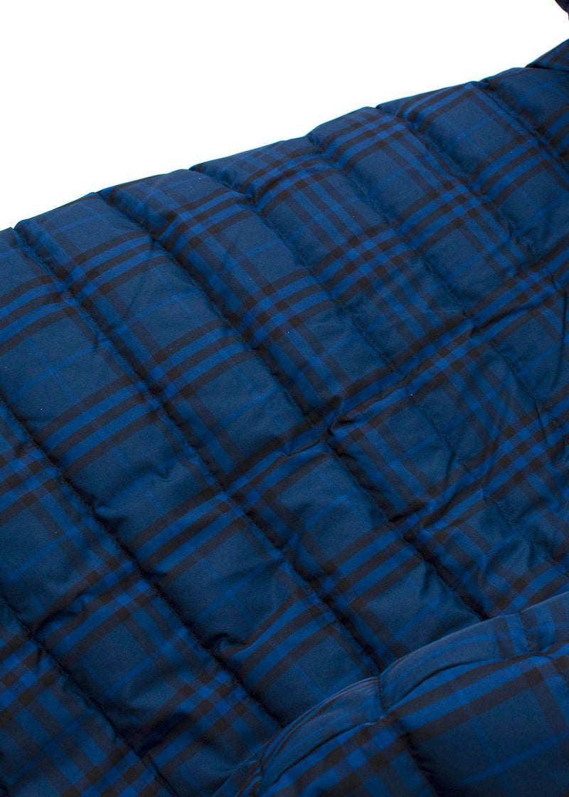 Burberry Blue Check Nylon Hooded Puffer Gilet