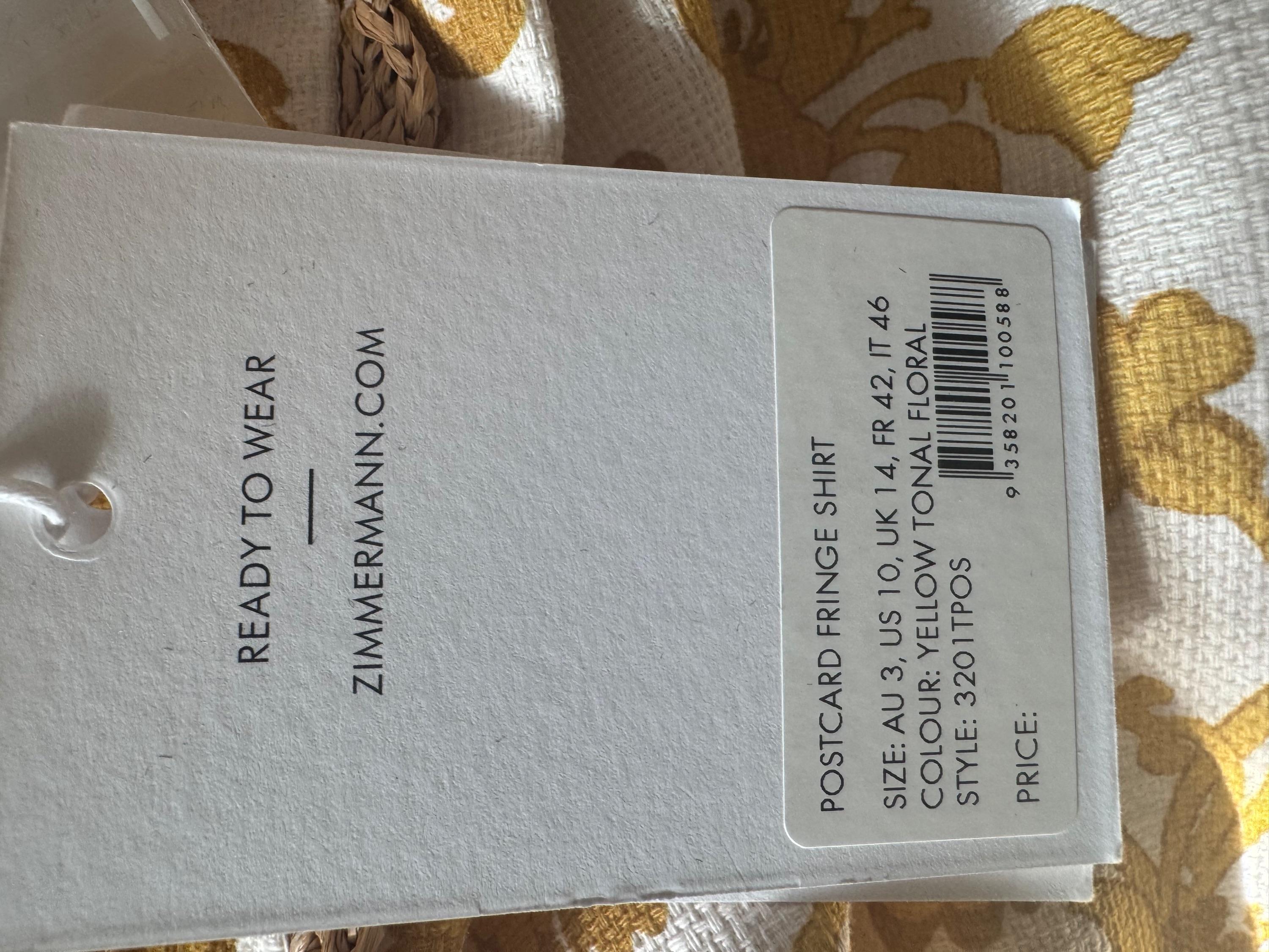 Zimmermann Yellow Postcard Fringed Shirt