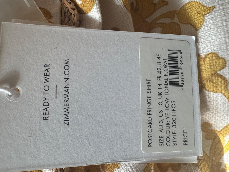 Zimmermann Yellow Postcard Fringed Shirt