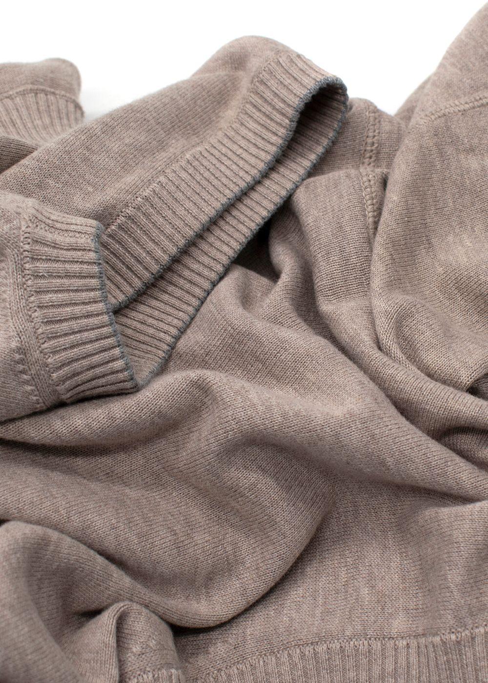 Brunello Cucinelli Beige Knitted Hooded Sweater Vest