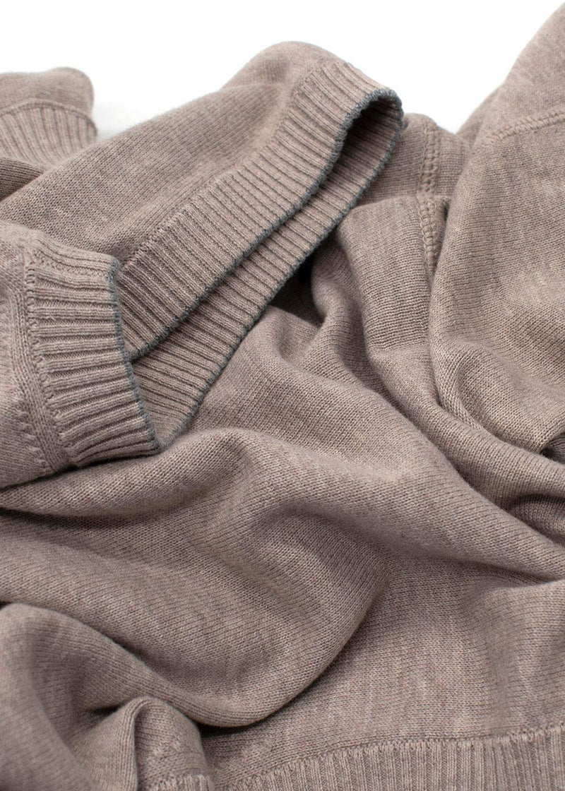 Brunello Cucinelli Beige Knitted Hooded Sweater Vest