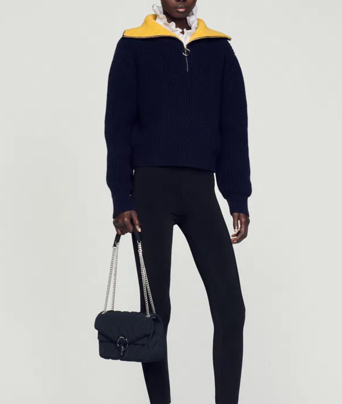 Sandro Paris Quilted Leather Yza Shoulder Bag
