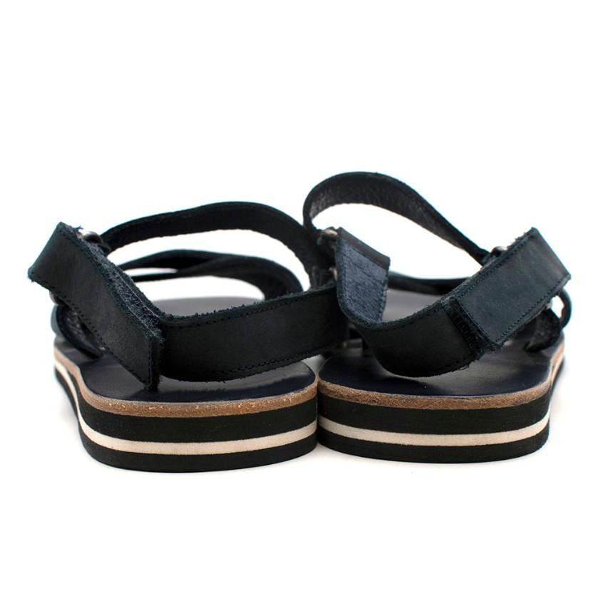 Bonpoint Navy Suede Velcro Sandals