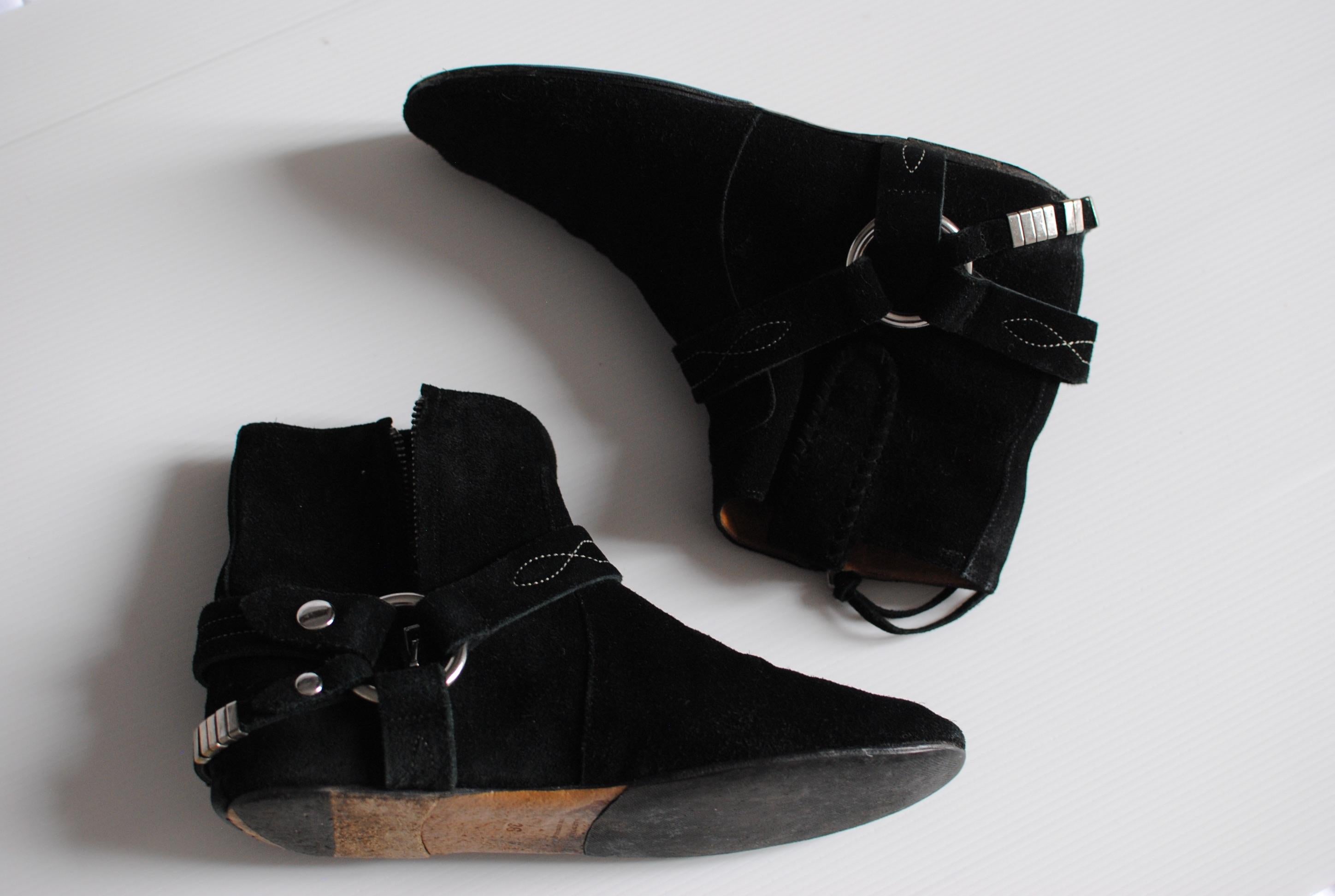 Isabel Marant Black Suede Gaucho Boots