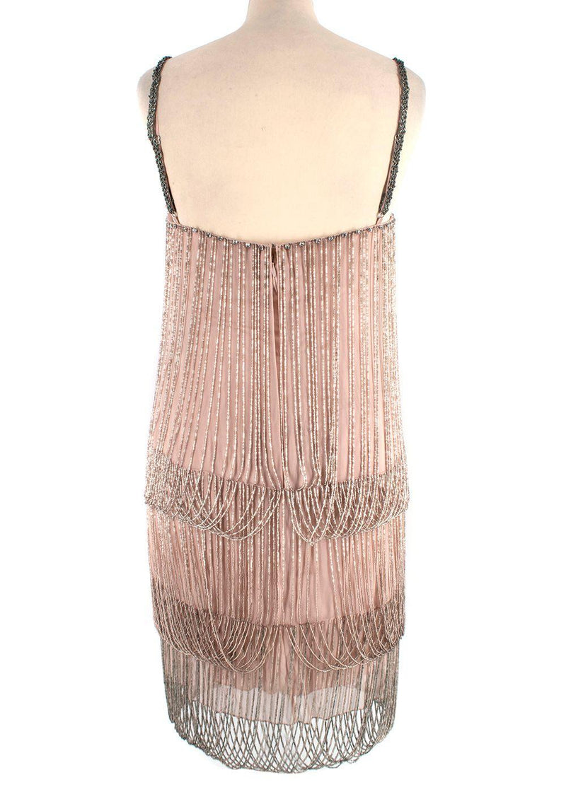 Jenny Packham Beaded Layered Dusky Pink Mini Dress
