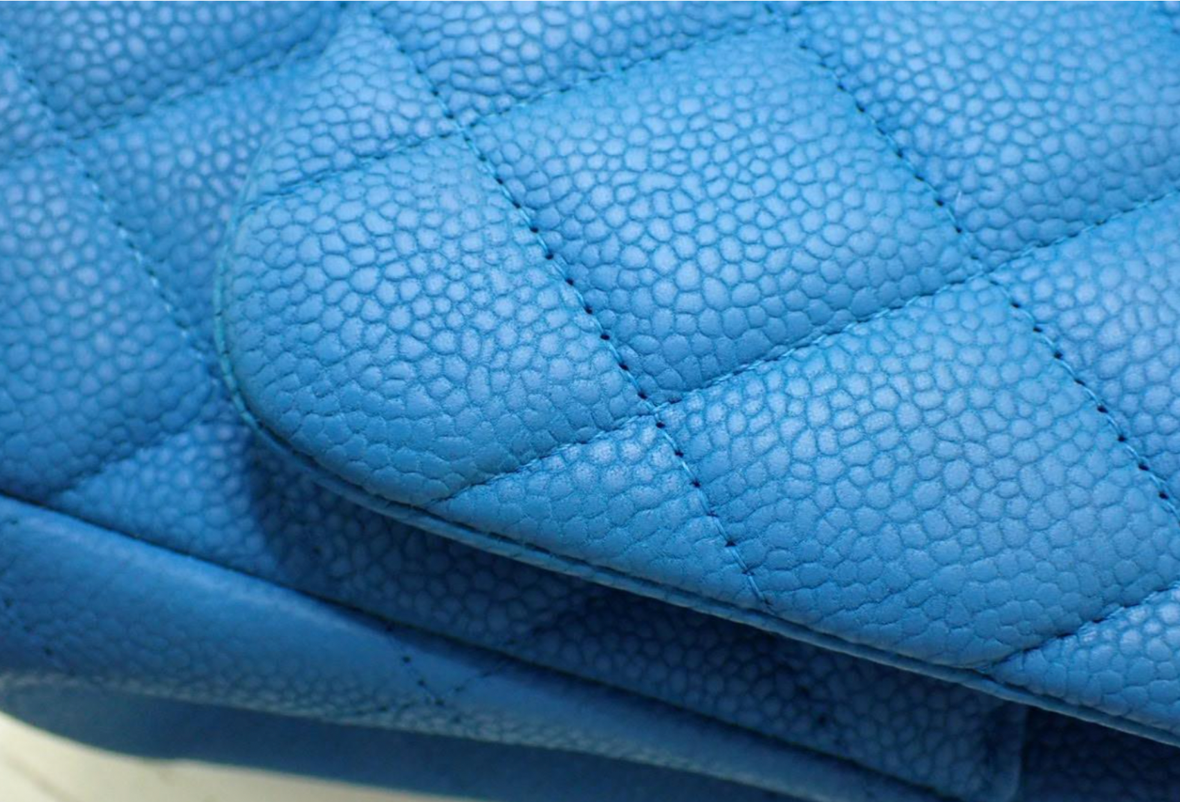 Chanel Bright Blue Double Flap Bag With Silver Hardware