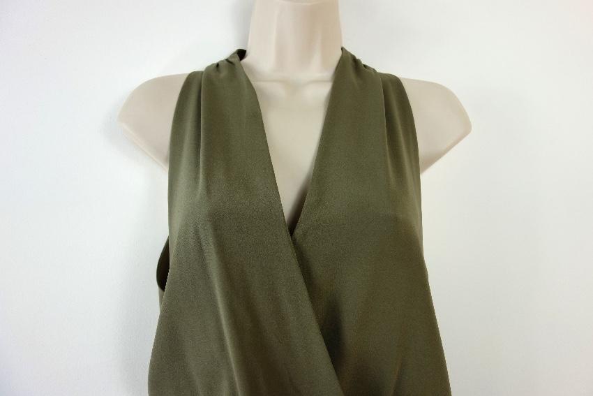 Ramy Brook Green Sleeveless Silk Wrap Style Top
