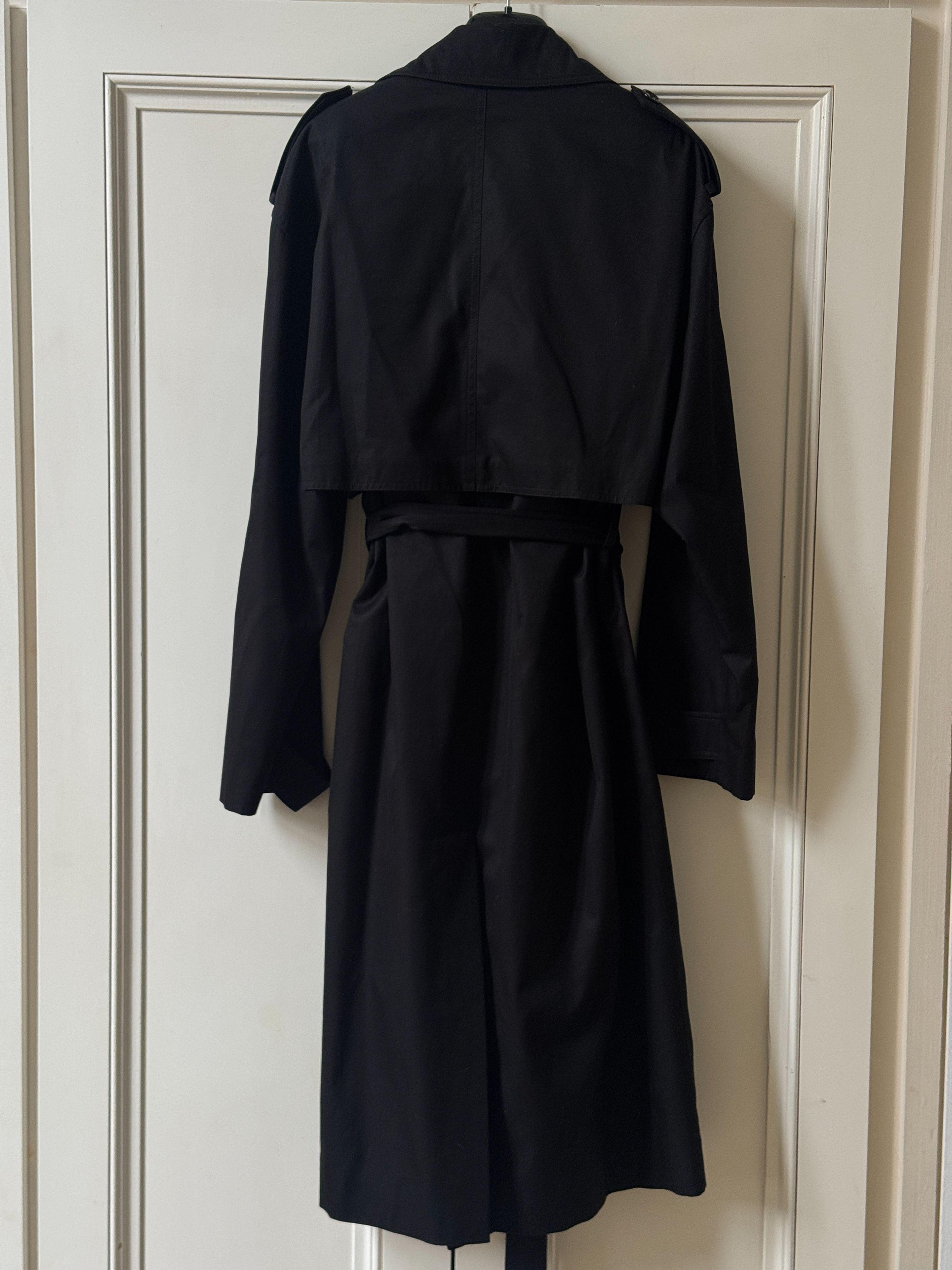 Saint Laurent Black Cotton Trench Coat