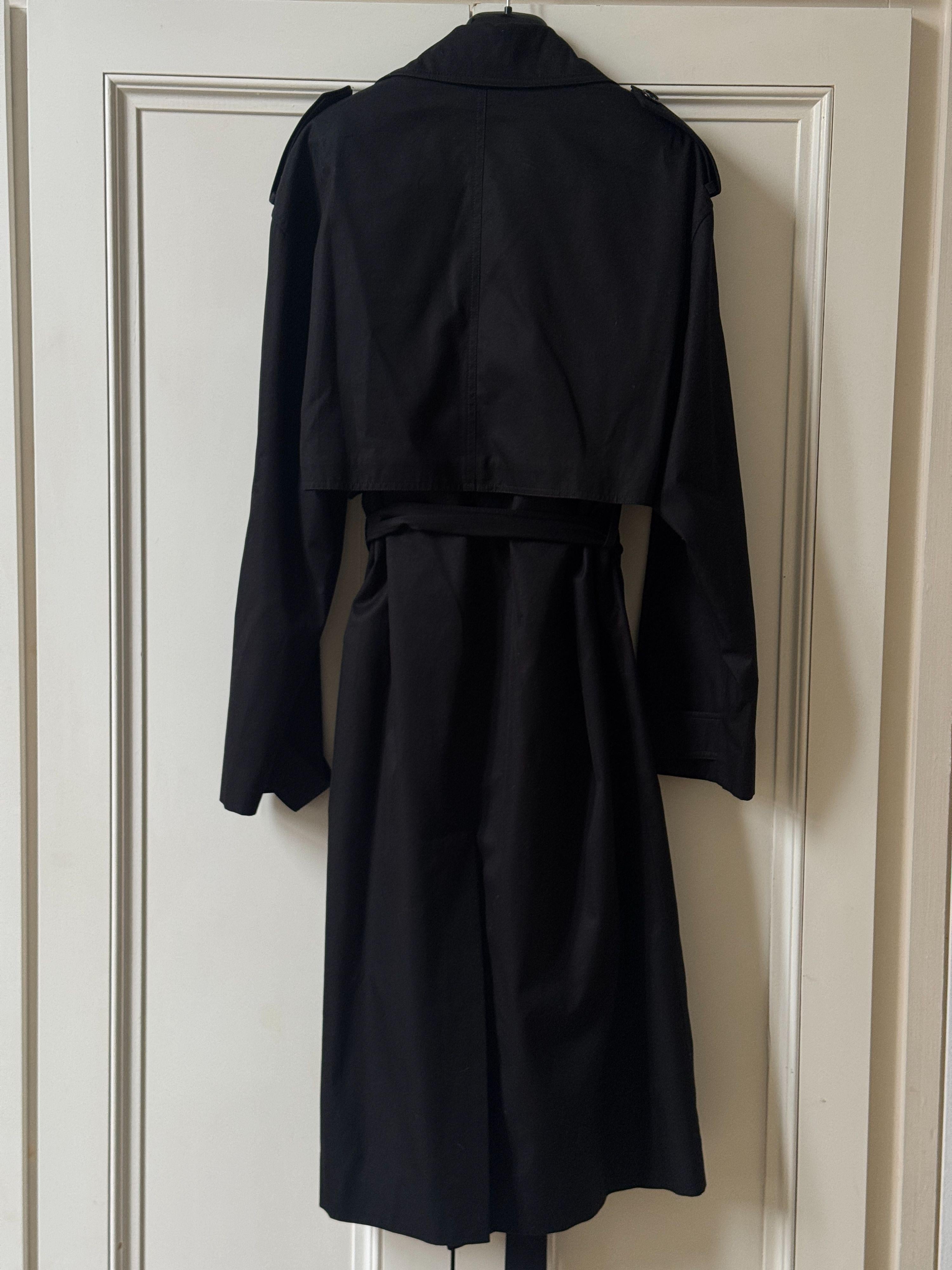 Saint Laurent Black Cotton Trench Coat