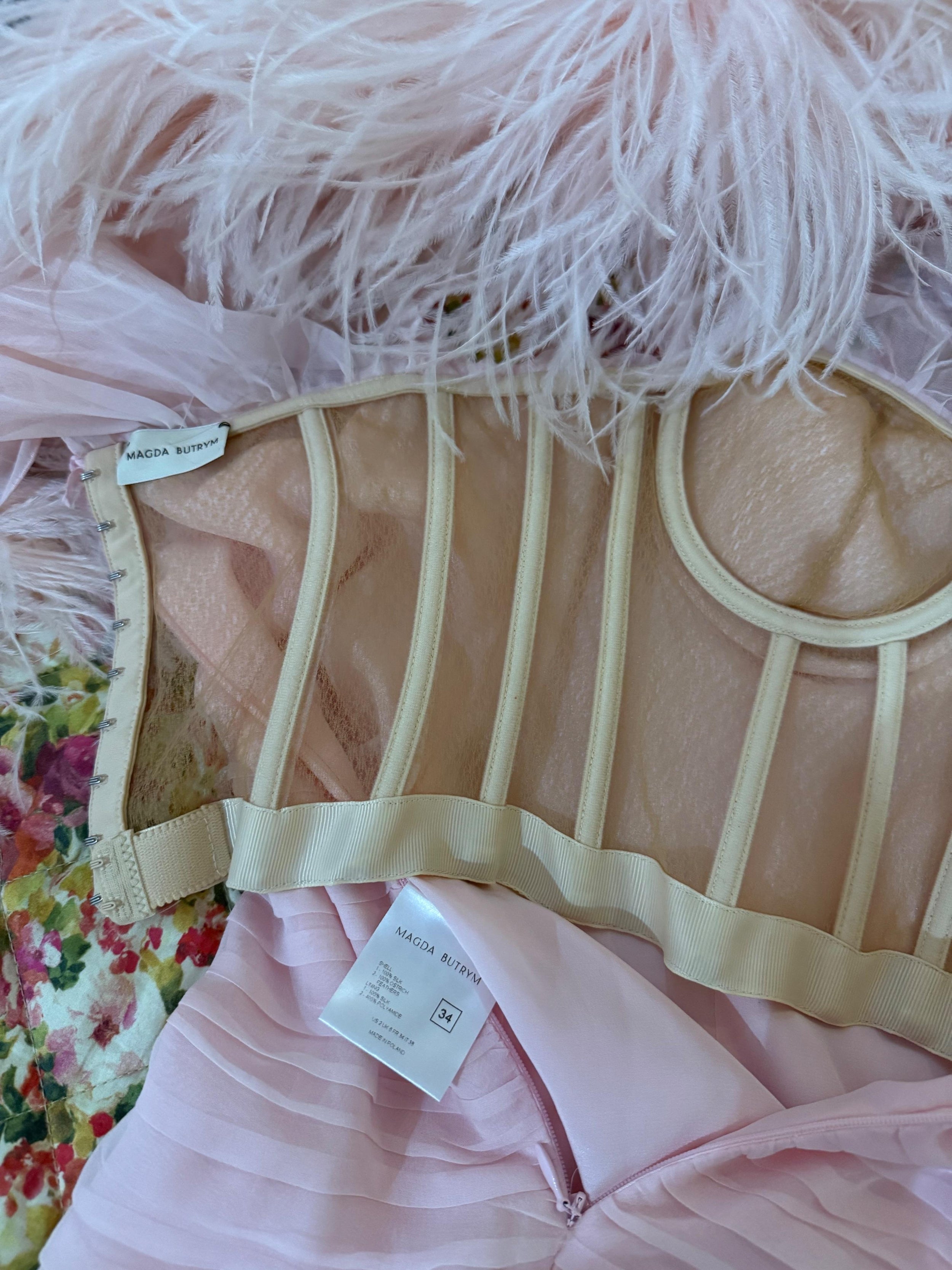 Pink Feather And Silk Mini Dress