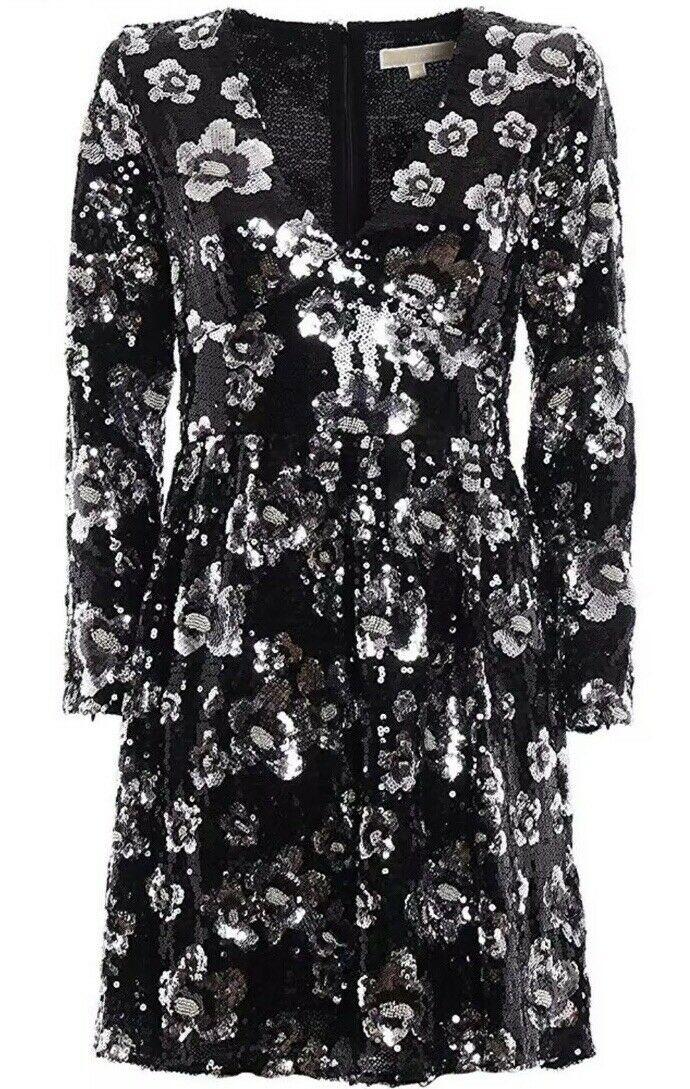 Michael Kors SEQUIN embellished BLACK floral dress