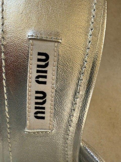 Miu Miu Silver Calf Leather Sandals