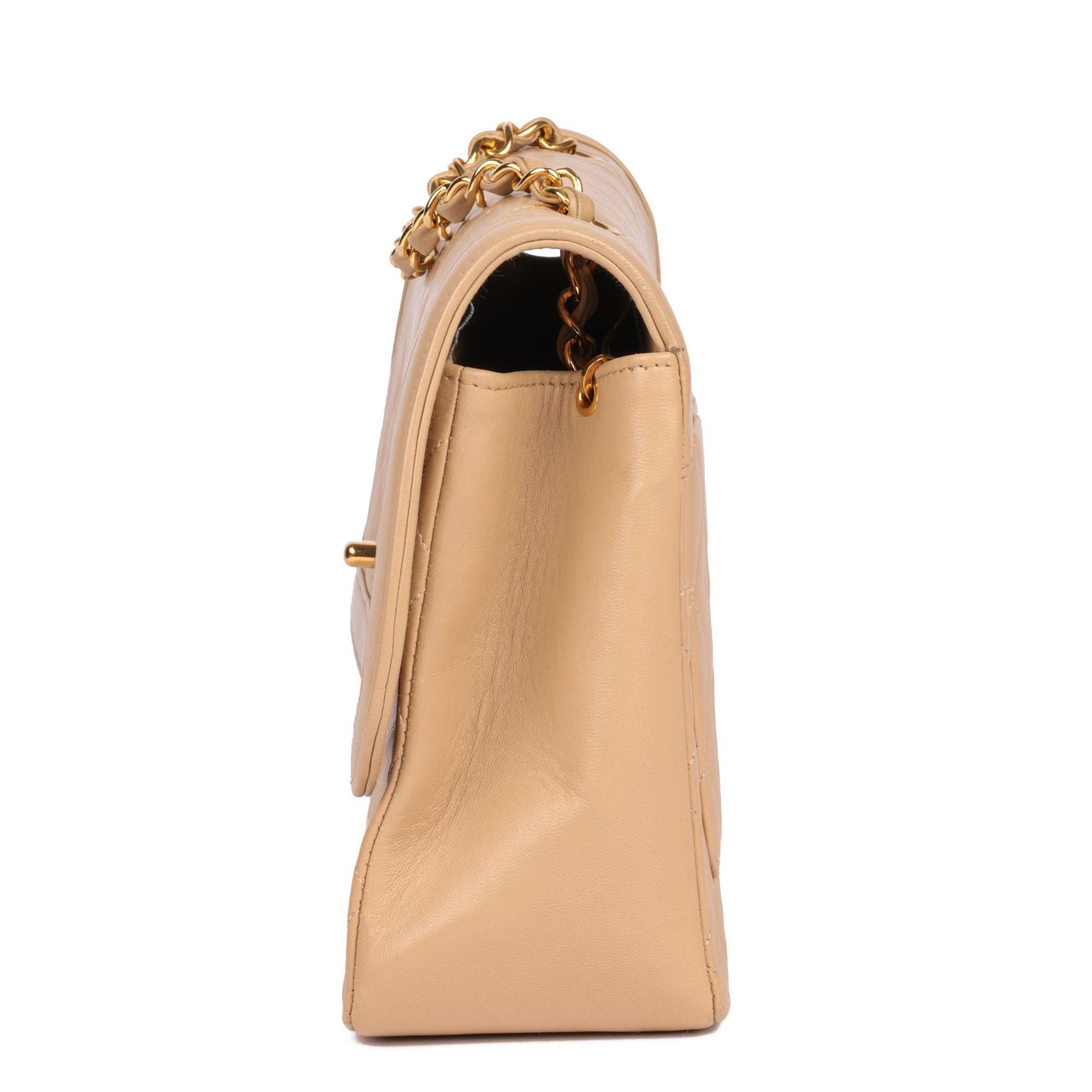 Beige Vintage Quilted Leather Flap Bag & Waller