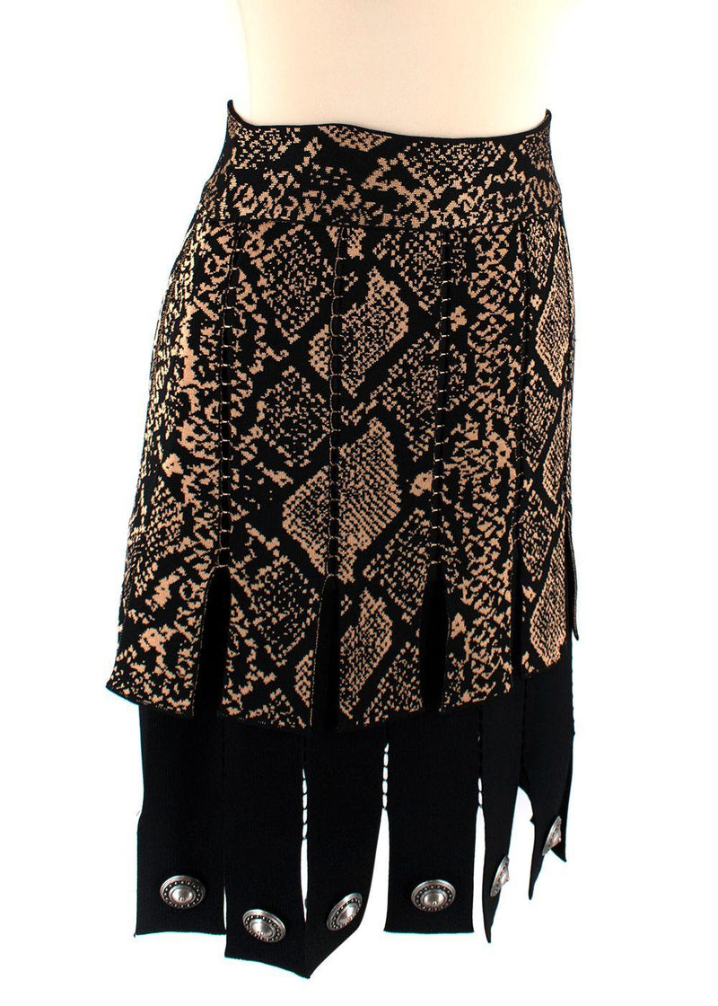 Snake Intarsia Knit Pendant Hem Skirt
