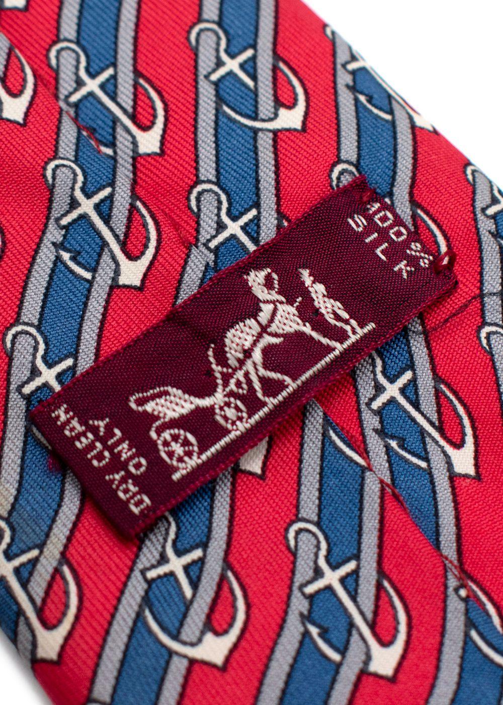 Hermès Blue and Red Silk Anchor Tie