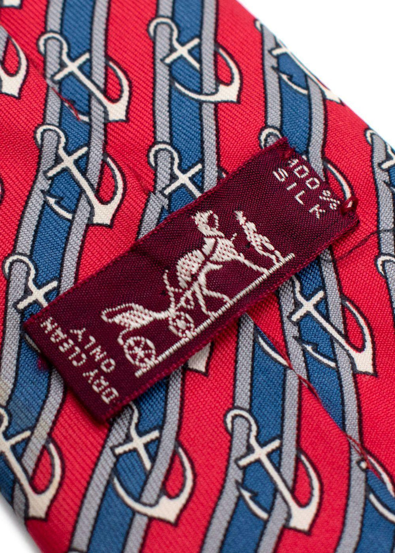 Hermès Blue and Red Silk Anchor Tie