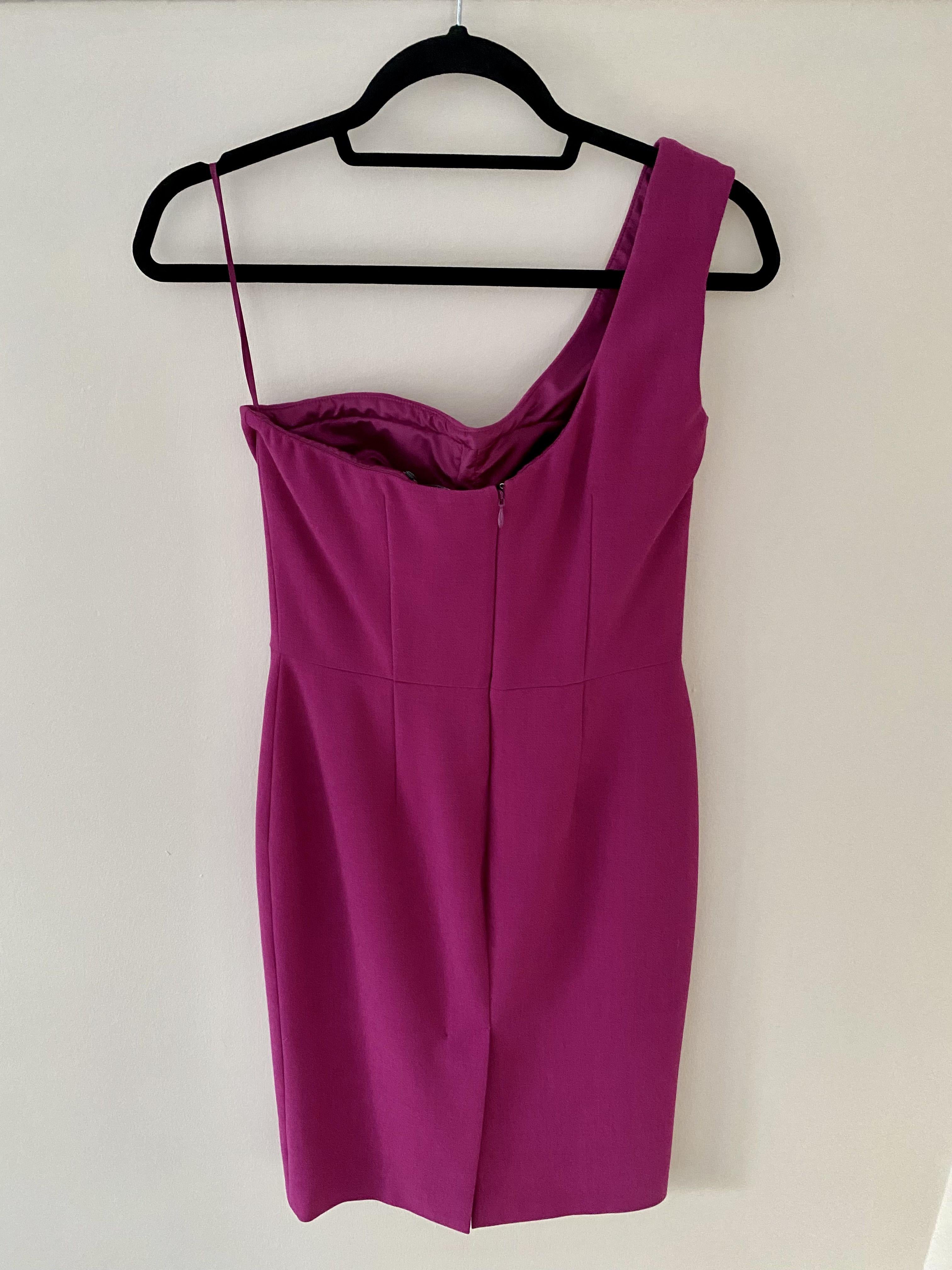 Alexander McQueen Fuchsia Crepe One Shoulder Dress