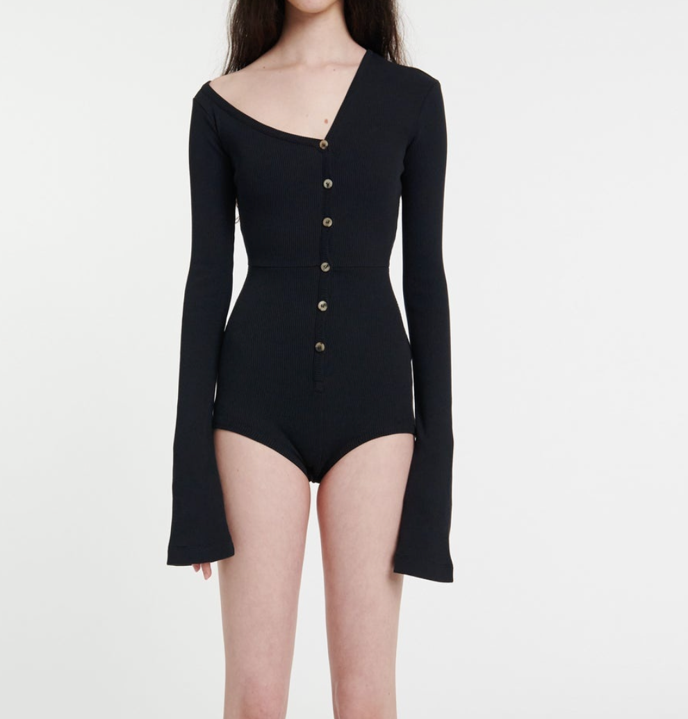 A.W.A.K.E. Mode Asymmetric Rib Knit Bodysuit