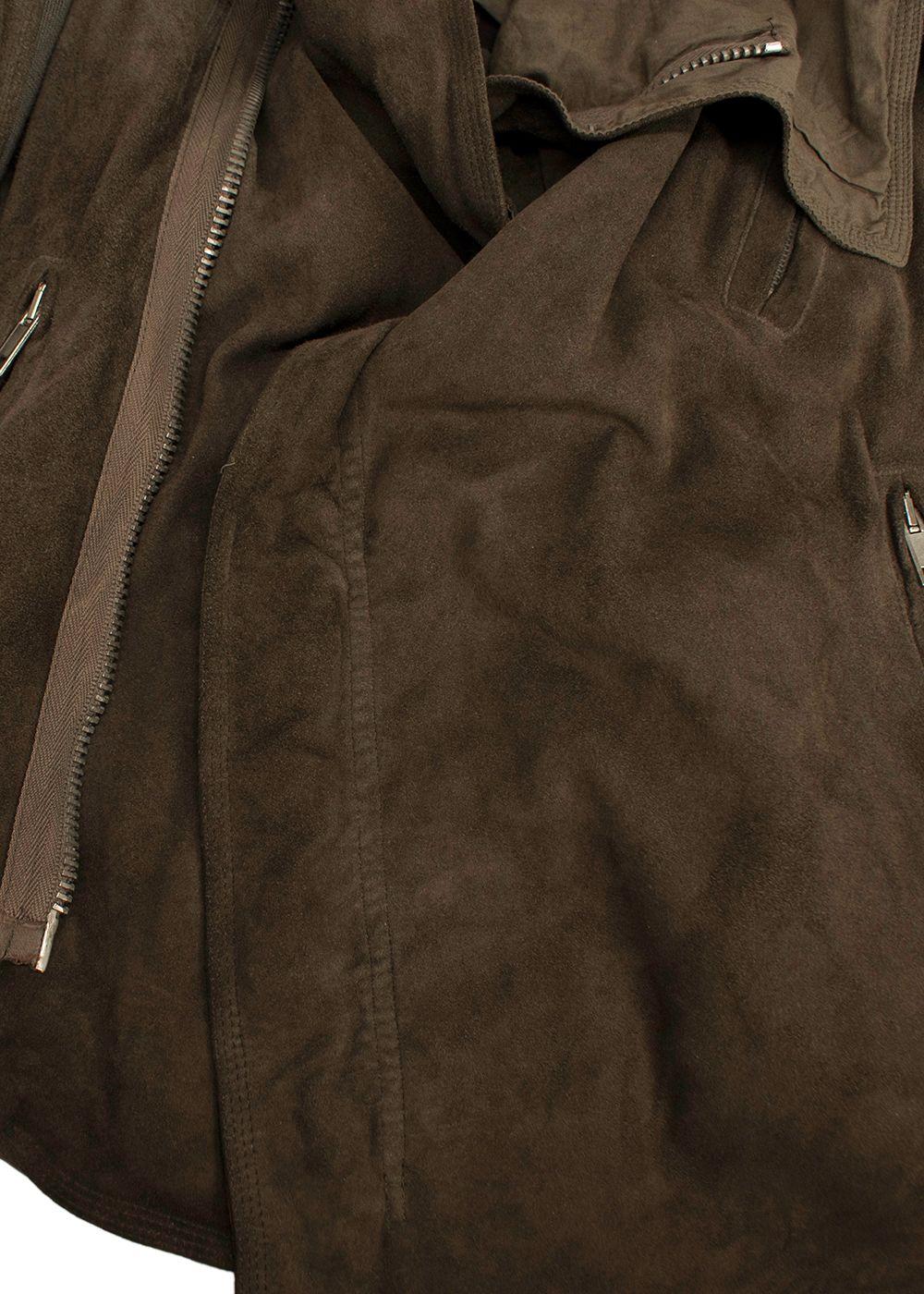Rick Owens Khaki Suede Zip Jacket
