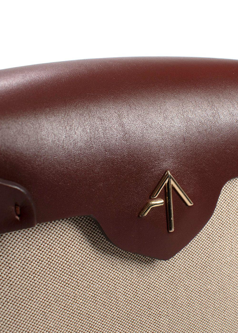 Manu Atelier Chocolate Brown Leather and Canvas Mini Pristine Crossbody Bag