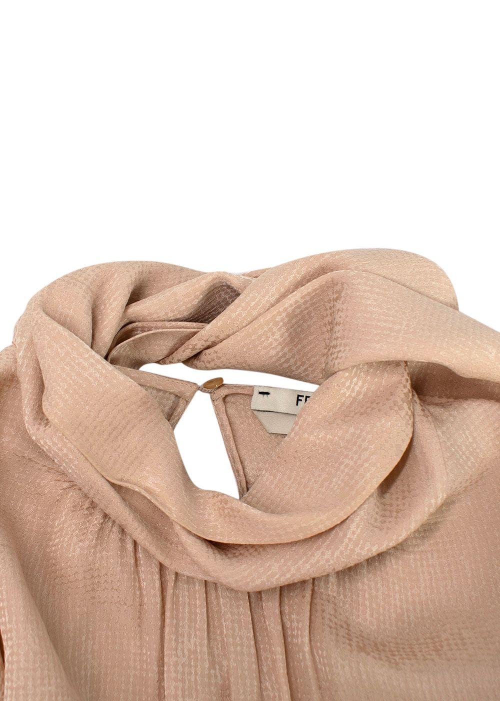 Fendi Golden Beige Blouse with Neck Tie